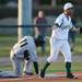 Eastern senior Tucker Rubino gestures toward the umpire after Michigan State junior Tony Wieber was called safe at third base as Eastern takes on Michigan State at Oestrike Stadium on Wednesday.  Melanie Maxwell I AnnArbor.com